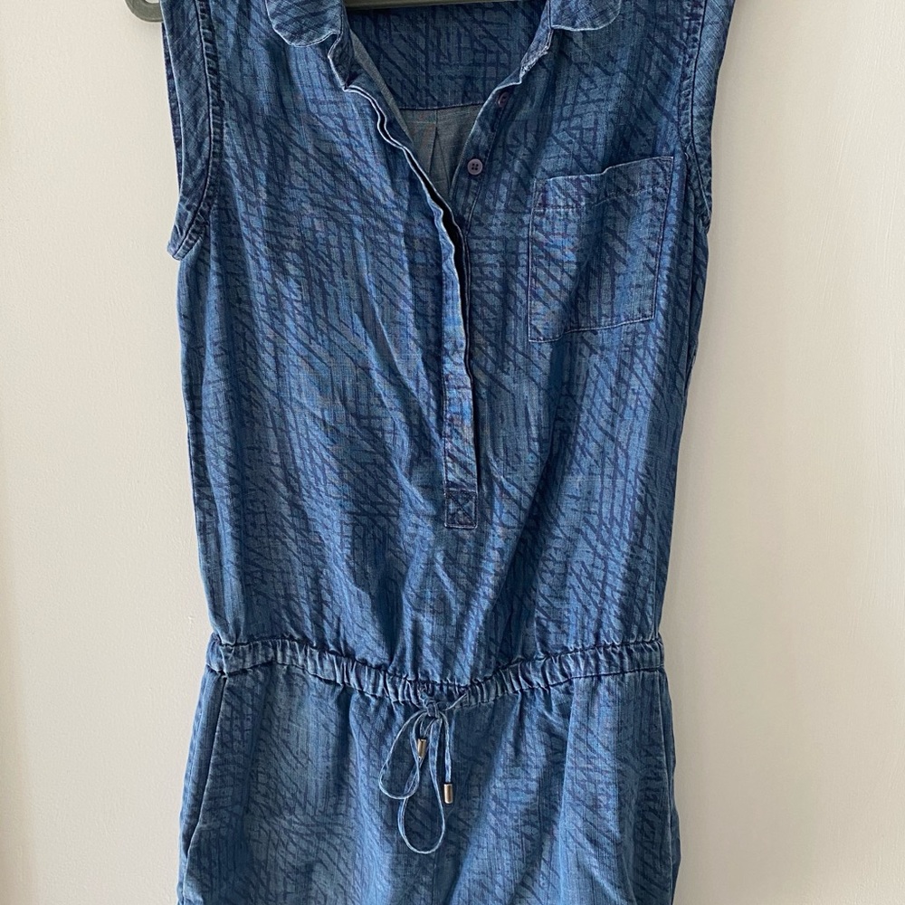 Tart denim print drawstring waist shorts Romper XS - Picture 4 of 7